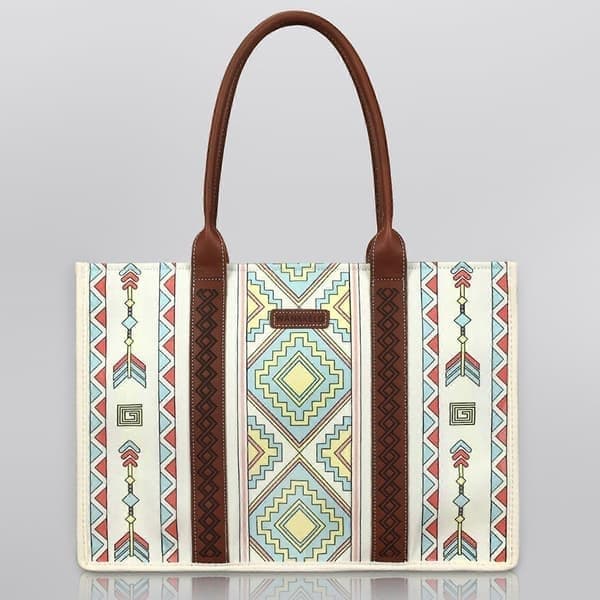 Wrangler mulepose Western-tasker til kvinder skuldertaske Boho Aztec håndtasker 100% ny beige blå L