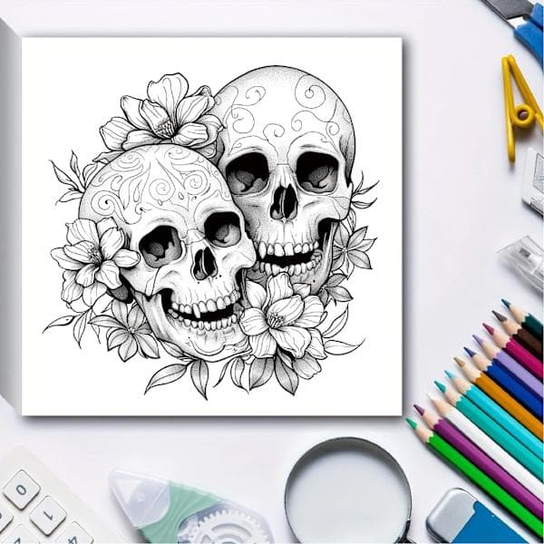 Mandala Dyremalebok for Voksne | 24 Akvarellkunst-sider]skull] skull