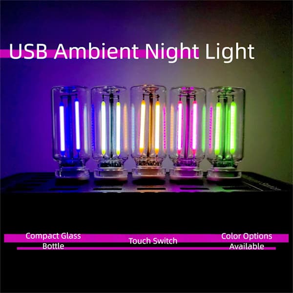 USB Bil Nattlys, Dimbar, Interiørbelysning, Retro Mini Grensesnitt Varm Farge 4 lasting Warm Color 4 loading