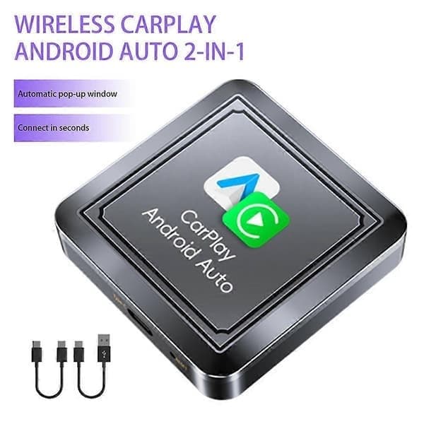 2-i-1 trådlös CarPlay och Android Auto-dongel, multifunktionell adapter för bil och lastbil