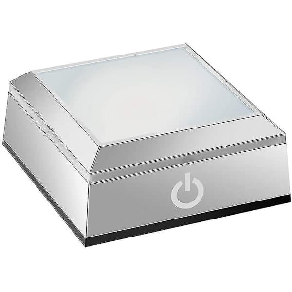 LED Lysbase for Krystall 3D Glasskunst, Fargerik Belyst Firkantet Stativplate, Flat
