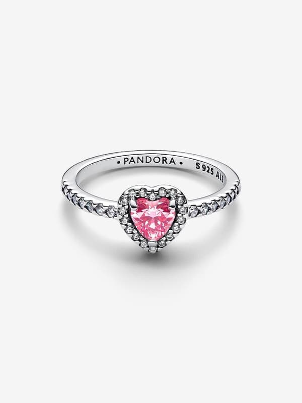 Pandora - Forhøyet Rosa Hjertering - Sterlingsølv Omkrets: 54mm Circumference: 54mm