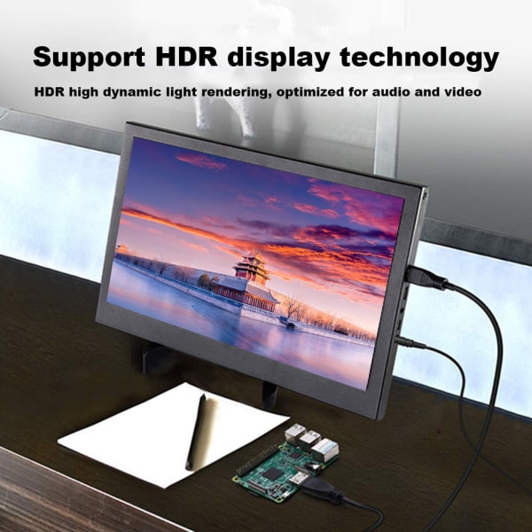 13,3 tommer 1080P 1920 x 1080 IPS HDR ultratynn bærbar skjerm TYPE c HDMI dobbel inngang 100-240V(UK)
