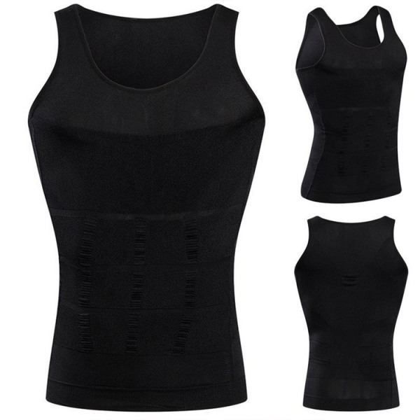 Body Shaping Sæson Mænds Shaping Undertøj Mænds Stram Vest Slankende Bryst Korset Talje Slankevest M black