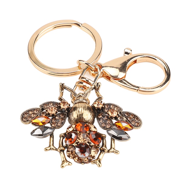 Mehiläinen avaimenperä muoti kiiltävä strassit metalliseos koristeellinen riippuva eläin avaimenperä laukku riipus samppanja