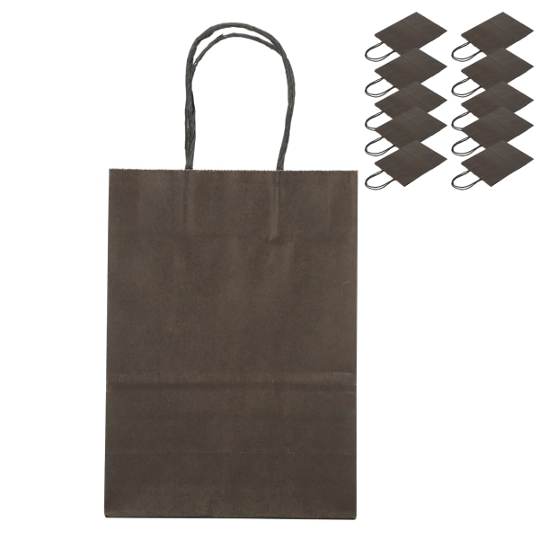 MH 10 st shopping presentpåsar i papper, bärbar kraftpapperspresentpåse, svart, 15 x 8 x 21 cm