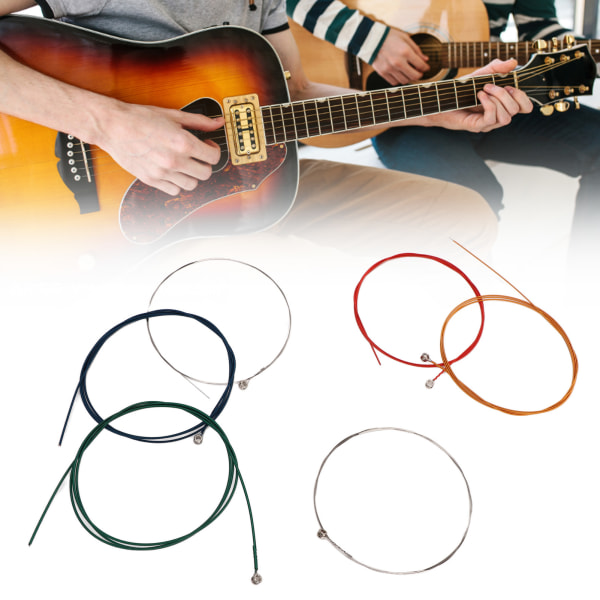 MH 6 kpl kitara kieli kupariseos ruostumaton helppo soittaa monivärinen ammattimainen akustinen kitara kieli