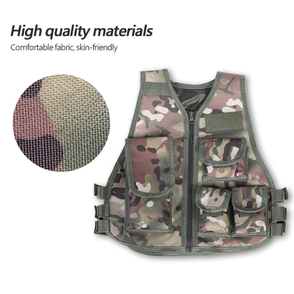 Børnevest Militær Camouflage Vest til udendørs spil (Camouflage Farve S)