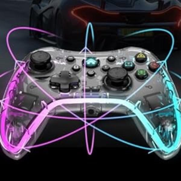 Switch Game Controller Läpinäkyvä Värikäs RGB Sopii PC:lle Android ios Tesla BYD S03 - Läpinäkyvä musta ohjain