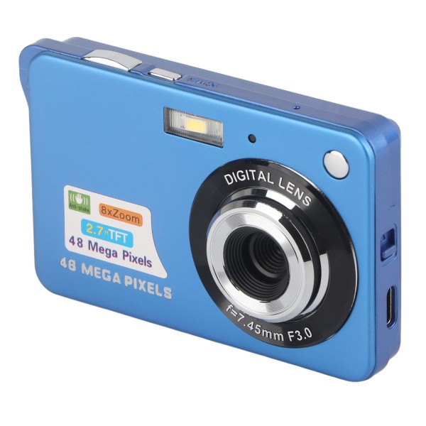 4K digitalkamera 48MP 2,7 tommer LCD-skjerm 8x Zoom Anti Shake Vlogging-kamera for fotografering Kontinuerlig fotografering Blå
