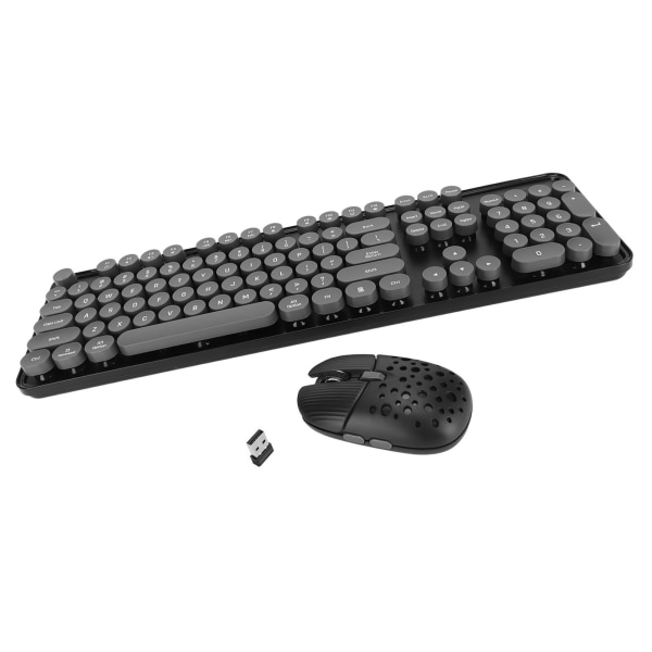 Trådløst tastatur og mus Combo Pure Color Retro 2,4G trådløs tastaturmus med runde tastaturer og numerisk tastatur Black Board