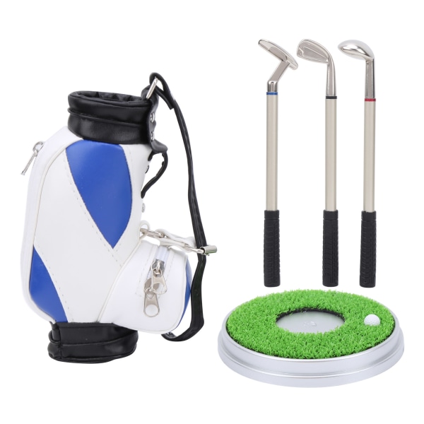 Mini Desktop Sink Alloy Golf Bag Penneholder Base med Golf Penner Suvenir Sett GaveBlå Hvit