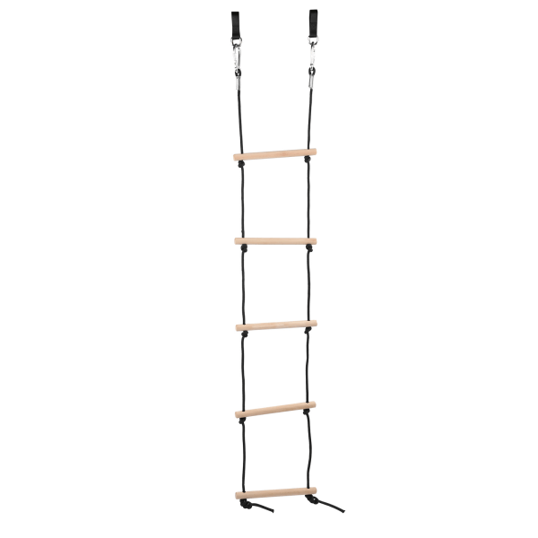 Udendørs børn rebstige 5 trin i træ klatrestige med stropper Karabinkroge