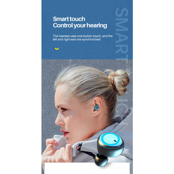 Bluetooth headset F9 Bluetooth headset binaural TWS trådløst 5.0 batteri display touch 5.0 full black