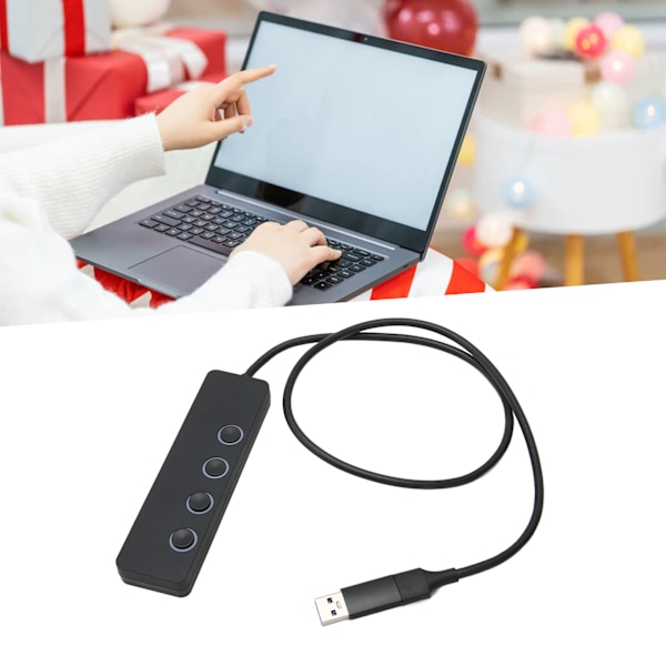 MH 4 i 1 USB C Hub Plug and Play 4-portars USB 3.0-hubb med individuella switchar för surfplatta mobiltelefon