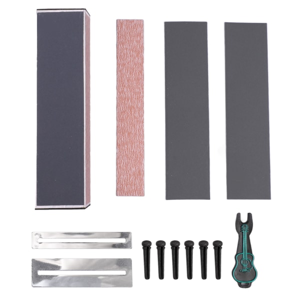MH Guitar Polishing Tools Fret Gasket Bridge Pins and Puller Grinding Sheet Leveling File Kit