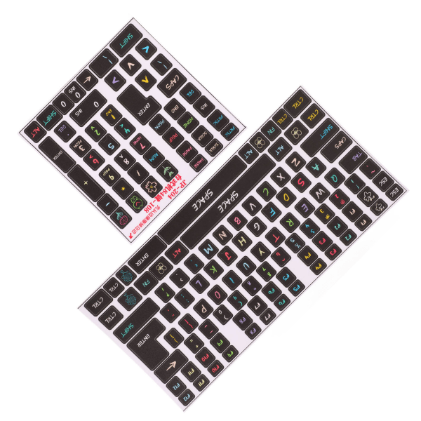 2 stk Tastatur-klistremerker PVC-dekorativ generell stasjonær datamaskin Tastatur-klistremerker for 84 til 108 taster tastatur