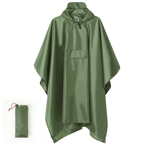 Hooded Poncho Waterproof Raincoat Jacket for Men/Women/Adults with Pockets green