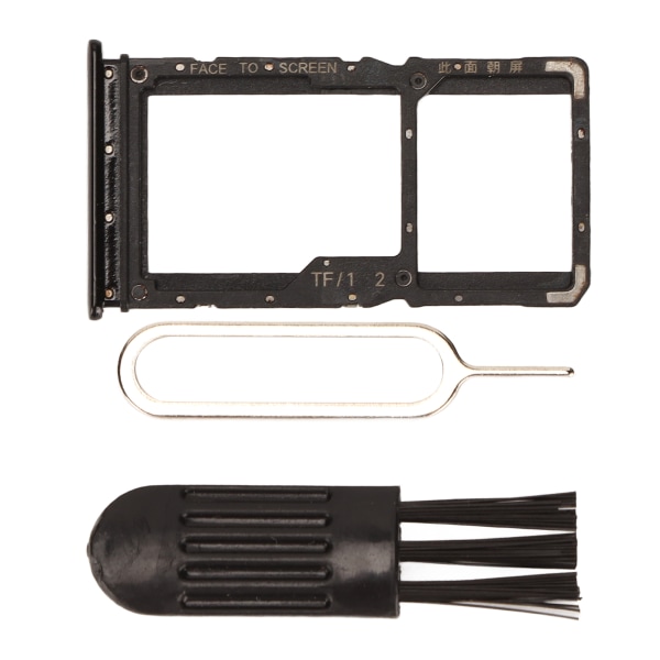 Sim-kortbrettsett Plast SIM-kortsporholder erstatning med kortstift og børste for Redmi Note 7 Pro Phone Black