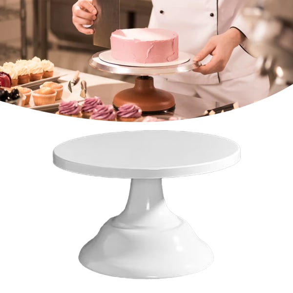 Metallinen kakkuteline Eurooppalaistyylinen liukumaton pyöreä kakkuteline hääjuhliin vuosipäiville Pieni valkoinen
