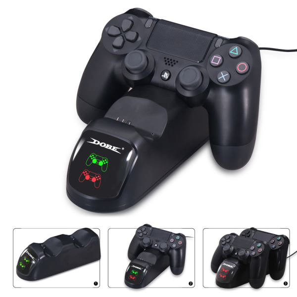 PS4 Seksakset Dual Vibration Bluetooth Wireless Controller Svart