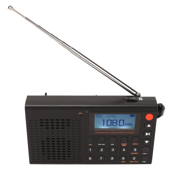 Kannettava Bluetooth radio AM FM SW Full Band MP3-soitin Ladattava radio ajastustallennustoiminnolla