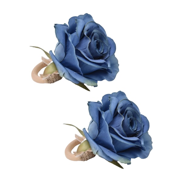 2st emulerande servettring träbordsbord blå enkel blomma servettring för hemhotell festRose blomma