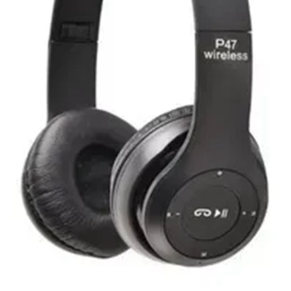 P47 Bluetooth kuulokkeet monitoimiset syvän basson kohinanvaimennus taitettavat langattomat urheilukuulokkeet kotitoimistomatkalle, musta