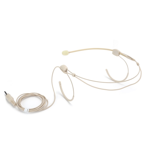 Beige 3,5 mm jack hane skruvlås Binaural hängande mikrofon för bodypack-sändare