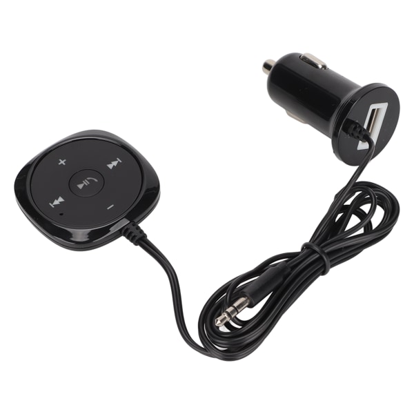 Bil Bluetooth 5.0 lydmottaker håndfri samtale 5V 2.1A USB-ladeport for biler med 3,5 mm AUX-inngang
