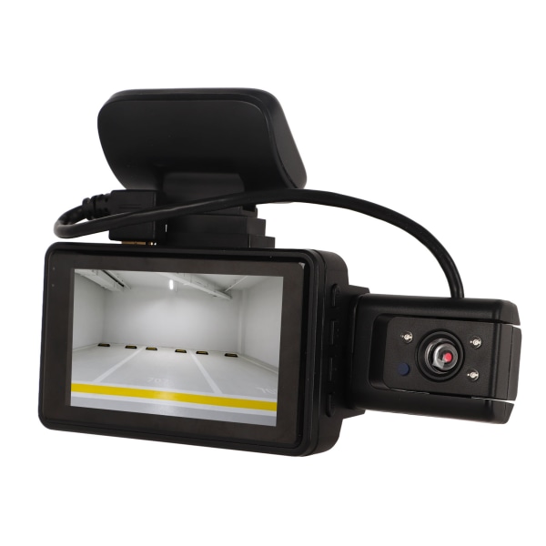 Køreoptager 3-tommers IPS-skærm HD 360 graders rotation Forreste Dual Lens G Sensor Night Vision Dash Cam til bil