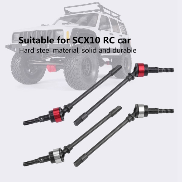 4 stk Fjernkontrollmodell Tilbehørsdeler Hardt stål foraksel drivaksel for SCX10 RC bil