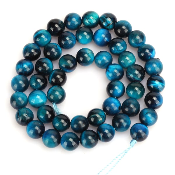 Naturstein blå tigerøye runde perler DIY smykker armbånd lage tilbehør8 mm 48 stk perler