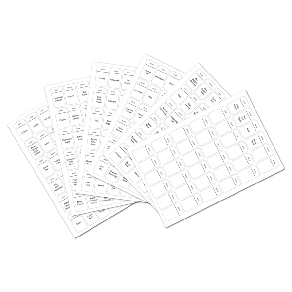 (6 sheets of 216pcs/186 stickers + 30 hand-written) waterproof spice jar labels (22*13cm)