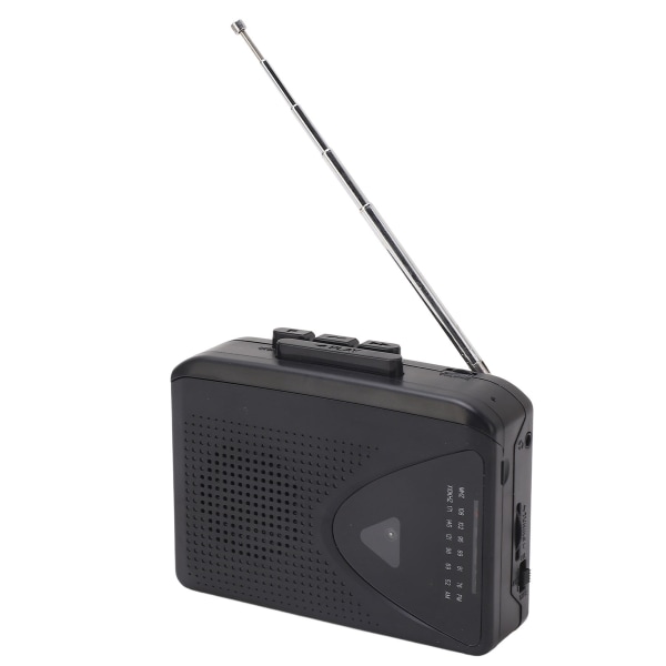Bærbar kassetteafspiller FM AM Radio Stereokassette til MP3-konverter båndafspiller med 3,5 mm stik og højttaler til Daily Black
