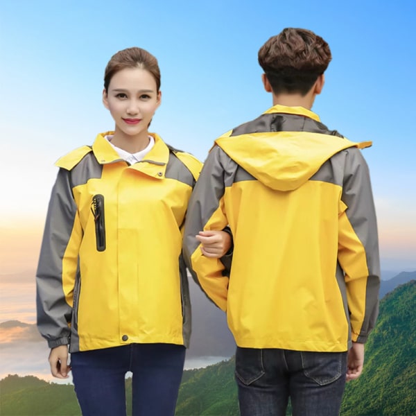 Utendørs hettefrakker Vanntett varm lett jakke frakk regnfrakker yellow XL