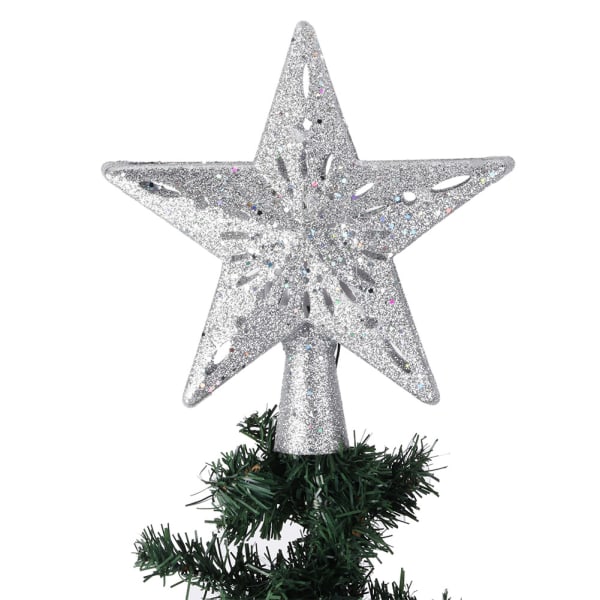 100-240V LED Hollow Star Snowflake Projector Light Rotation Lamp joulukuusen yläkoristeisiin hopea US