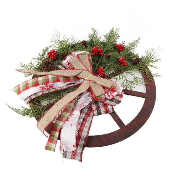 Röd lastbilshjul julbowknot krans höst krans för ytterdörr Trä hängande prydnad krans för inomhus utomhus