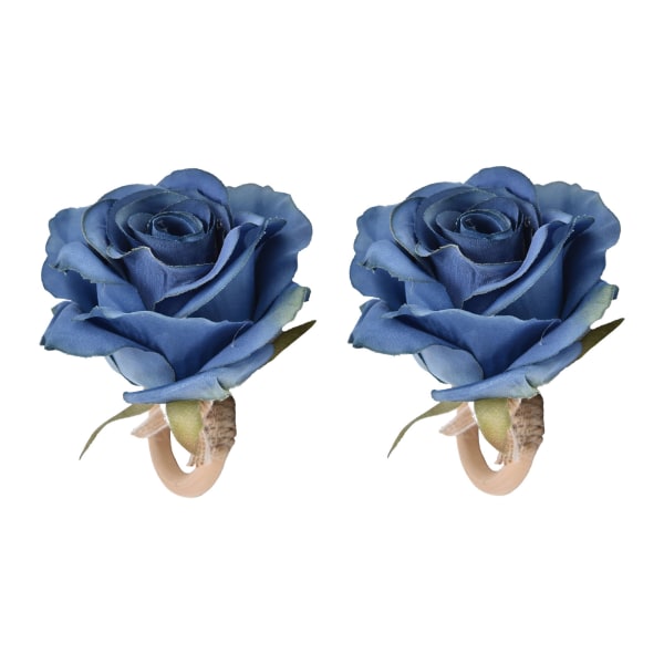 2 stk emulerende serviettring bordbord i tre blå enkel blomst serviettring til hjemmehotellfestRoseblomst