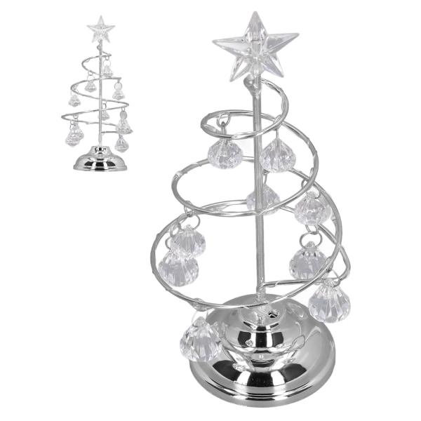 LED-joulukuusen valaisin Pieni kristalli koristeellinen rautapuu yövalokoristeen lahja hopeavalkoiselle valolle