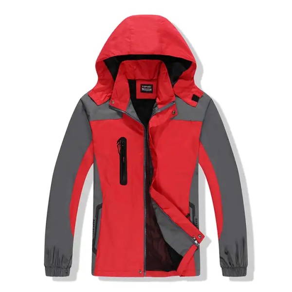 Utendørs hettefrakker Vanntett varm lett jakke frakk regnfrakker red XL