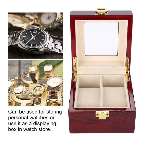 2 Grids Trä Watch Holder Armbandsur Display Case Smycken Present förvaringsbox Organizer