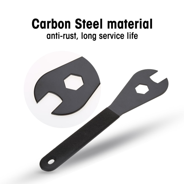 Slitesterk flerfunksjons karbonstålkjeglenøkkelnøkkel Sykkelsykkelreparasjonsverktøy (15 mm)
