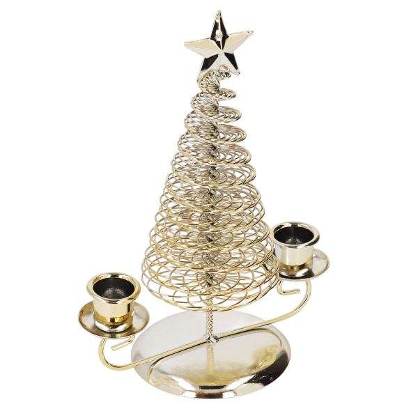 Lysestake Ornamenter Europeisk metall juletre form Voks lysestake Hjem dekorasjon Dobbel Holder Gull