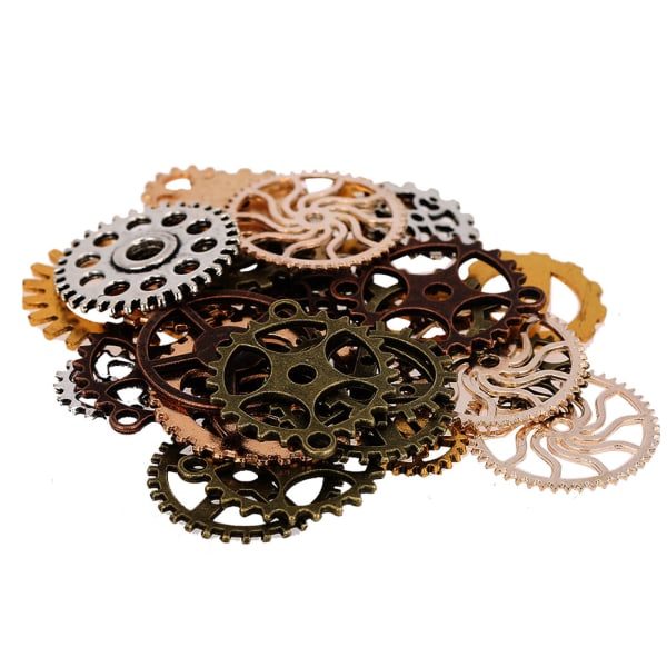 Assorterede antikke vintage gear charms vedhæng til smykker DIY tilbehør (blandet farve)