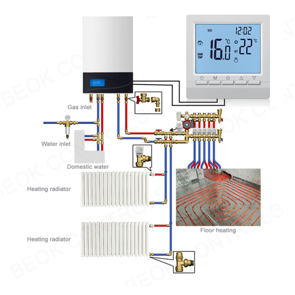 Elektronisk digital termostat med LCD-skärm Väggmonterad Smart Termostat Golvvärme Temperaturregulator