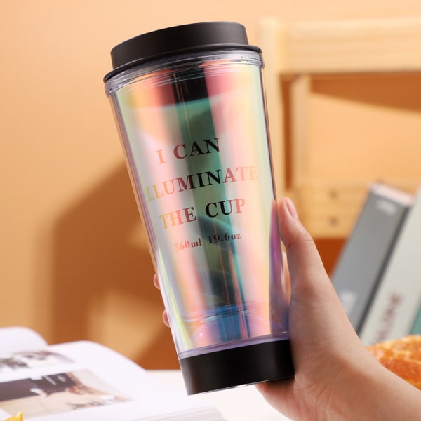Lige Student Gradient Drinking Cup Luminous Mug 560ml - Sort