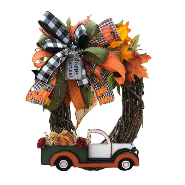 Halloween Truck Wreath Kunstig Garland Farmhouse Efterårskrans til Halloween-dekoration