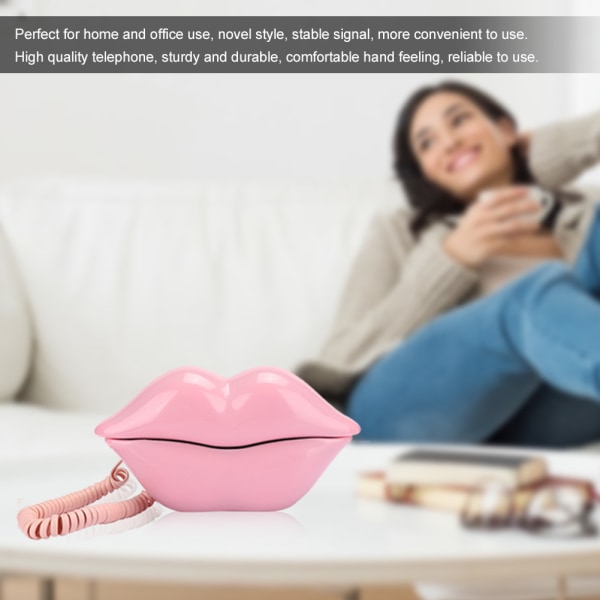 Europæisk stil hjemmetelefon Moderigtigt lyserøde læber Form Desktop Fastnettelefon Pink