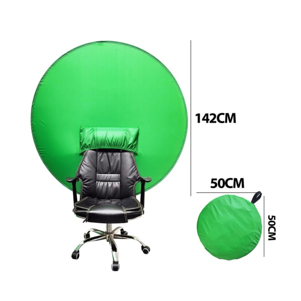 142 cm Pyöreä green screen tausta Kannettava green screen tuoli tausta videokeskusteluja varten Videoneuvottelupeli Yksikerroksinen L-koko